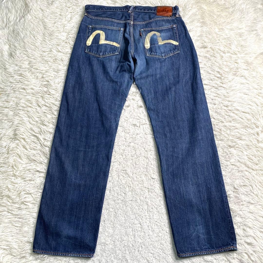 EVISU 2001 デニム 35 x 35 サガラ刺繍 EVISU エヴィス 0 1 紺 36サイズ