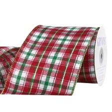 Kryvus Tartan Plaid Christmas Wired Ribbon 4 Inch x 10Yards Red/Green/White ...