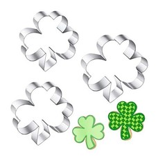St. Patrick's Day Cookie Cutter Set 3 Sizes Stainless Steel Shaped Clover