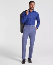 $95 BRAND NEW MICHAEL KORS Mens 36x32 Solid Blue Stretch Dress Pants/Slacks