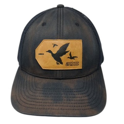 Hooked & Tagged Patch Mesh Back Trucker Hat Black One Size Adjustable