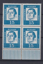 Bund 351y 4er Block mit Unterrand Bedeutende Deutsche 15 Pf postfrisch