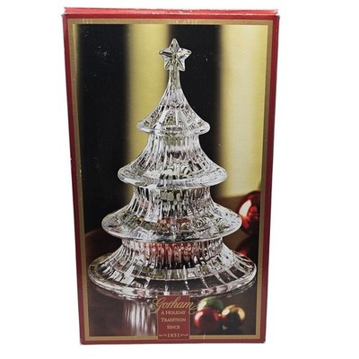 Vintage Gorham 3 Tier Crystal Christmas Tree Candy Dish 9.5'' Traditional Classic