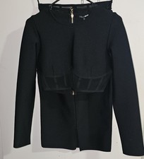 Fashion Nova Black Two-Piece Set Long Sleeve Crop Top + Midi Skirt Size L NWT