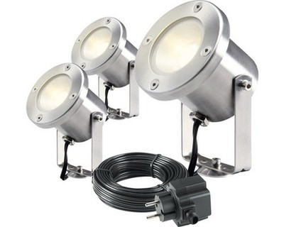 Season Lights 5687136 LED Bologna 3er Wegelampen Set 3 W Edelstahl IP44 GU5,3