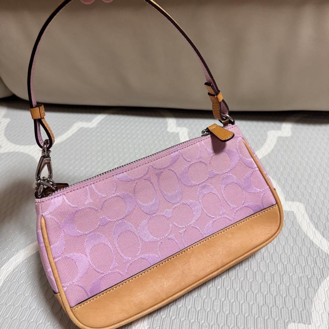 COACH Shoulder Bag Mini Bag Pink Signature Rare 6094 Light signs of use