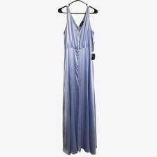 NWT Lulus Total Adoration Light Blue Satin Button-Front Maxi Dress Size Large