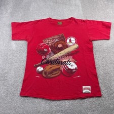 VINTAGE St Louis Cardinals Shirt Mens Medium Red Nutmeg Single Stitch 90s