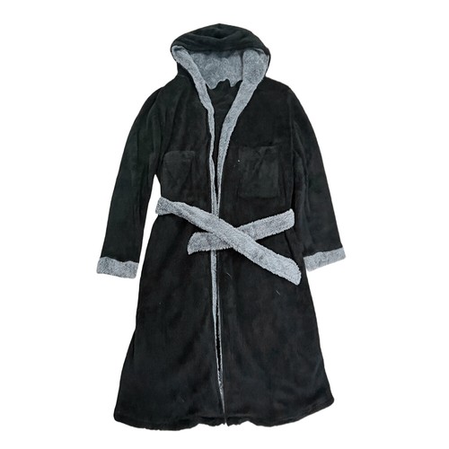 Men Winter Warm Hooded Long Dressing Gown Coat Bathrobe Towelling Bath Robe UK - Picture 14 of 24