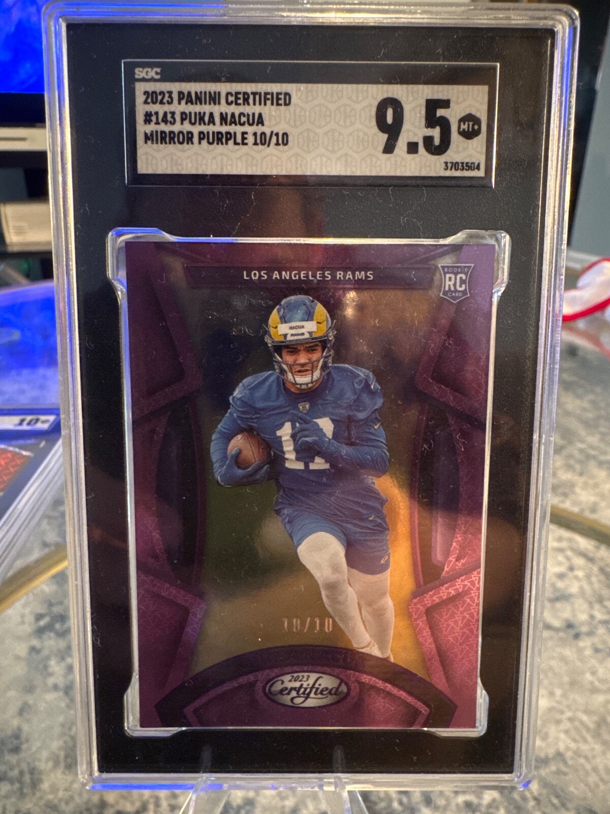 2023 FOTL Panini Certified Puka Nacua Mirror Purple Rookie Card 10/10