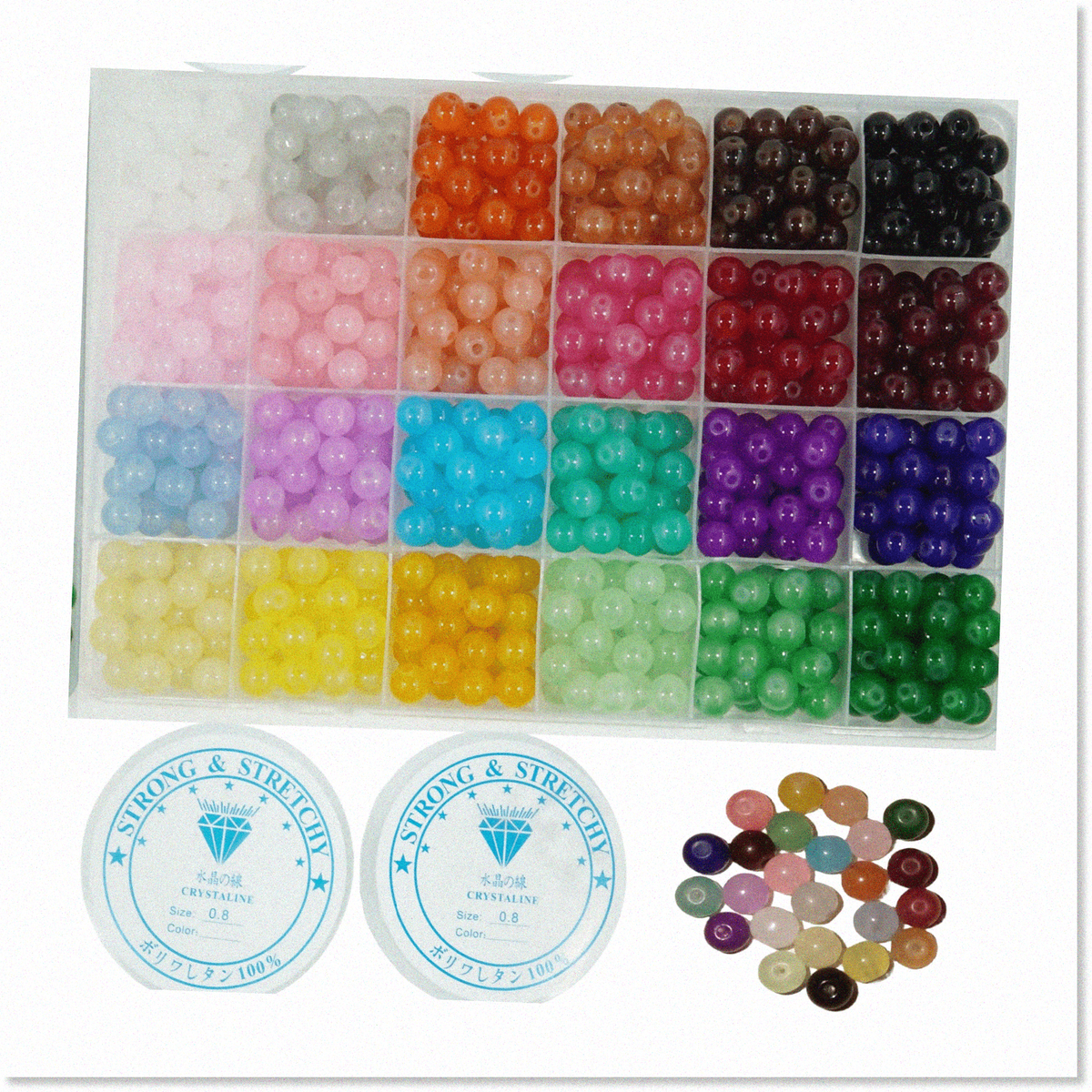 720-Piece Beginner's Jewelry Making Kit: 8mm Crystal Beads in 24