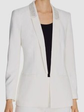 598 Kobi Halperin Women's White Carson Bead-Trimmed Open Front Blazer Size M