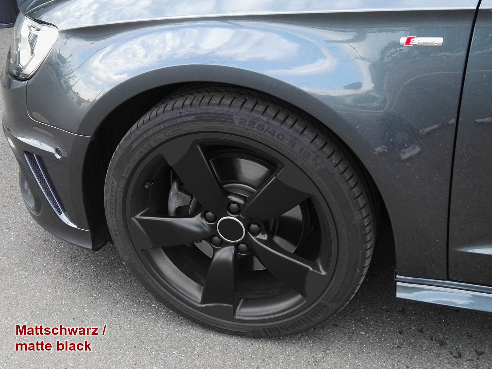 8-9x19 Zoll Felgen-Aufkleber für A3 TT RS3 8P Audi 5-Arm ROTOR Felgen Rim Decal