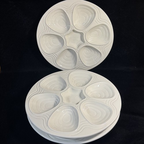Vintage Hall Oyster Plates White #1121 Restaurant Ware 10.5" Set of 3