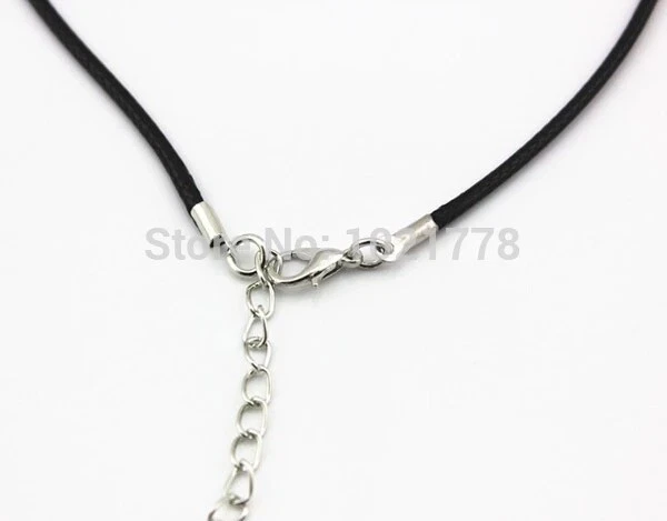 100pcs 1.5mm Black Wax Leather Cord Necklace Rope 45cm Chain Lobster Clasp DIY - image 3 of 4