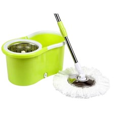 360° FLOOR MAGIC SPIN MOP BUCKET SET MICROFIBER ROTATING DRY HEADS WITH 2 HEADS