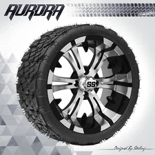 GOLF CART 14" 'VAMPIRE' WHEELS/RIMS and 20" 'AURORA' ALL-TERRAIN TIRES DOT RATED