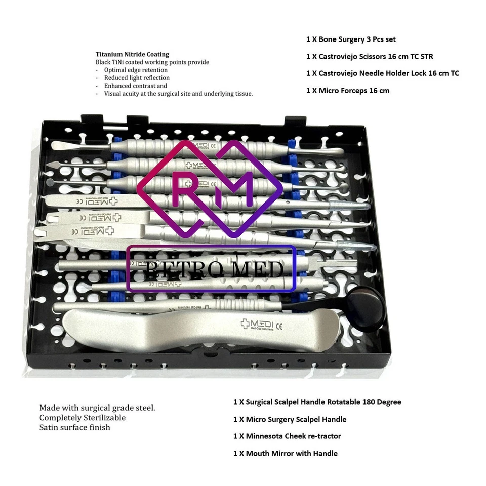 Micro Periodontal Oral Surgery Kit Surgical Instruments Dental Surgery - Image 2 of 3