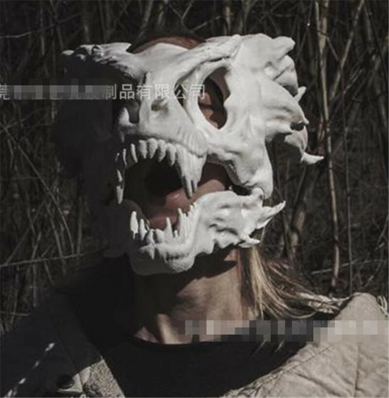 2022 QUENTE White Bone Dragon Skull Moving Mouth Coaplay Máscara de Látex Macia Halloween - Imagem 3 de 4