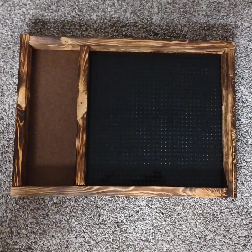 Bandeja de madera de 12" x 16" con placa base negra de 10x10 compatible con Lego + almacenamiento de ladrillos Foto 3 de 4