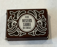 Vintage AVON Western Saddle Silver Tone Belt Buckle in Orig. Box