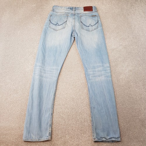 Superdry Uomo Jeans 31x32 Blu Copperfill Sciolto Dritto Distressed Lavaggio Leggero - Foto 14 di 16