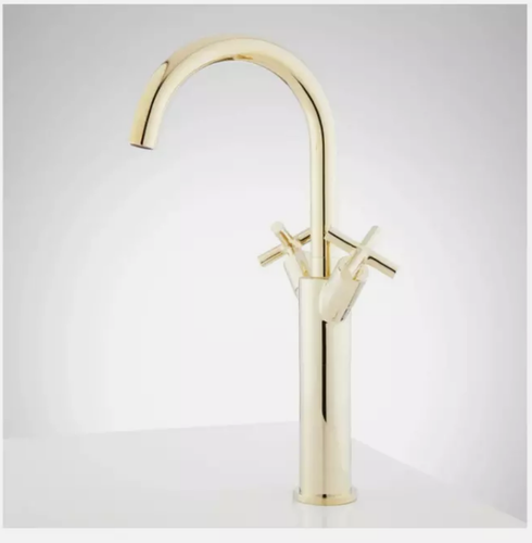 Signature Hardware Aviston Single Hole Vessel Bathroom Faucet-Polished Brass