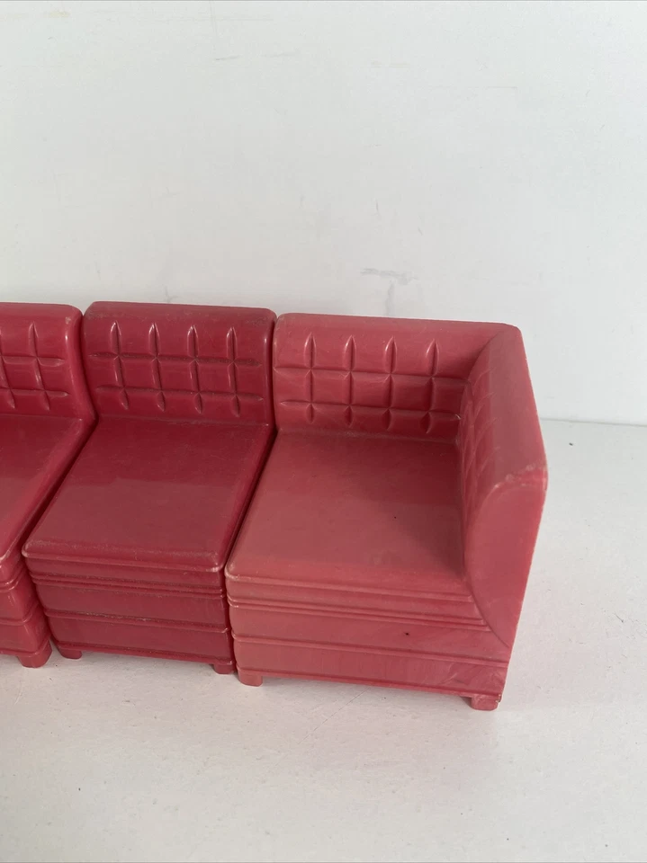 Red Sectional Couch Sofa 3 Pieces Ideal Vintage Rare - Image 2 of 4