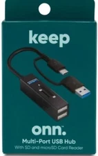 Onn, Multi-Port USB Hub with SD and microSD Card Reader