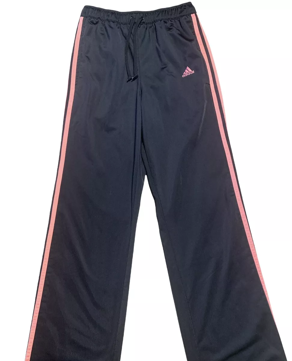 ADIDAS Women's Size S Track Pants Black With Pink Stripes, Ankle