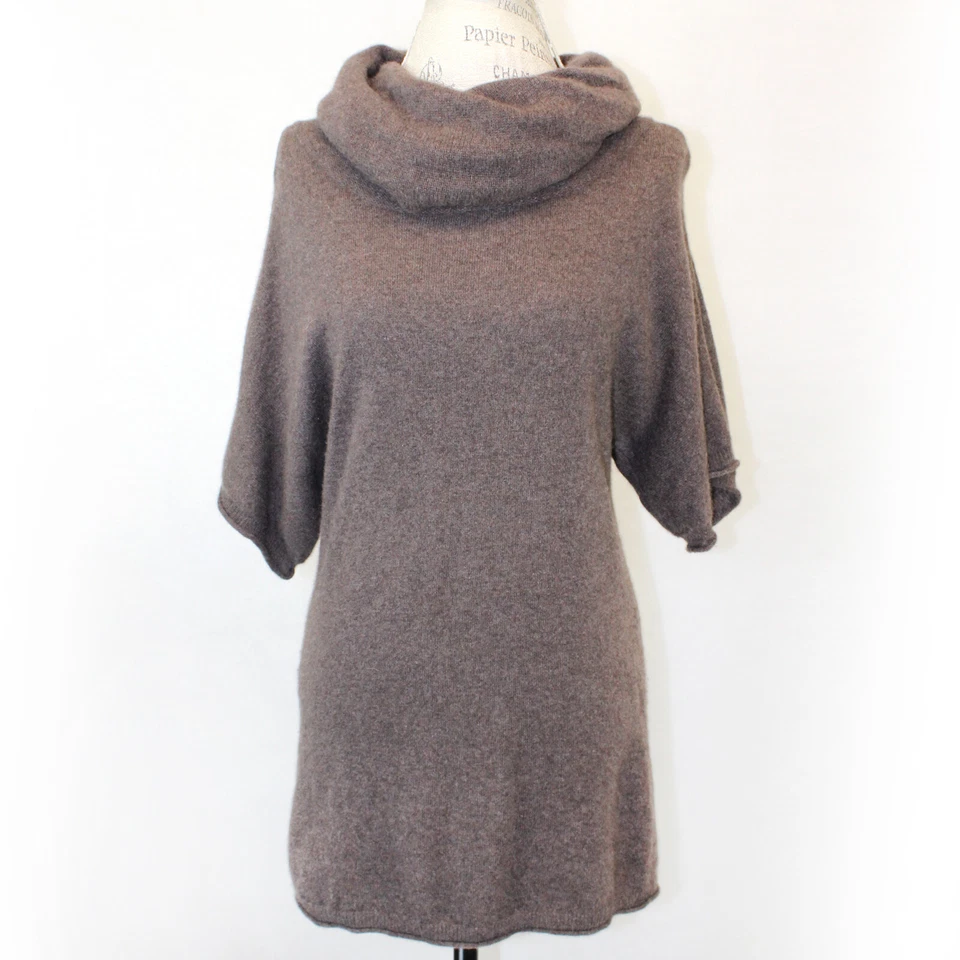 Vestido Suéter Kenar 2 Capas 100% Cachemira Marrón Cuello Tortuga Manga Corta Mediano Foto 2 de 4