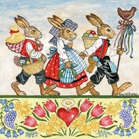 20 Papierservietten, Servietten Rabbit Wreath Ambiente 33X33Cm Ostern, Hase