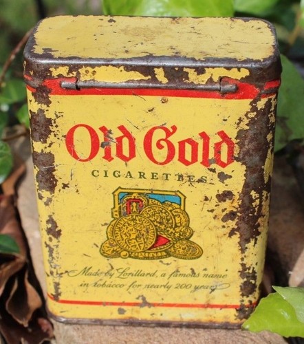 vintage old gold cigarette tin case lorillord company