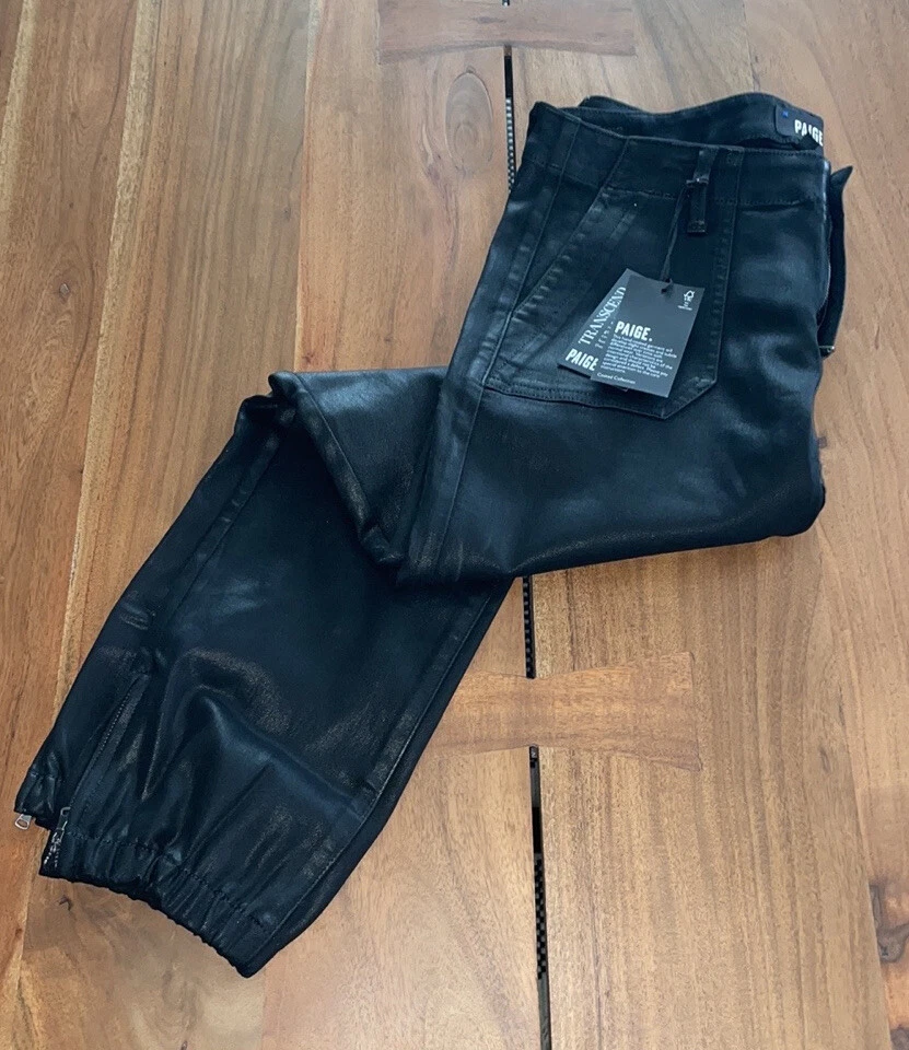 Paige Mayslie Jogger Black Fog Luxe Coating Size 29 eBay