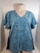 Black Star Blue Breathable Women's Scrub Top Size XL