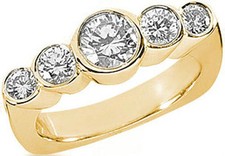 1.25 carat 5 stone Round Diamond 14k Yellow Gold Ring Anniversary Wedding Band
