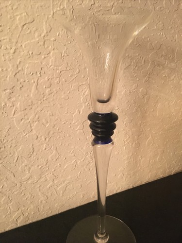 BLOCK “Mystique Cobalt” Tall Single Candlestick Mouth Blown LeadFree Crystal - Picture 3 of 12