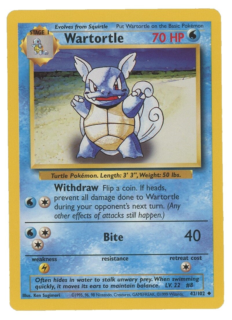 ポケモンカードゲーム Pokemon Shadowless Squirtle Wartortle Shadowless Wartortle | eBay