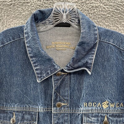 Rocawear Jacket Mens 2XL XXL Blue Button Up Jay Z Hip Hop