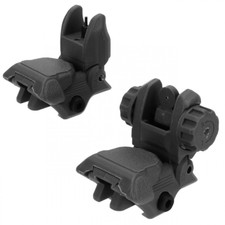 Folding Flip Up Front  Rear Sights Set Dual Aperture Backup Black Polymer BUIS