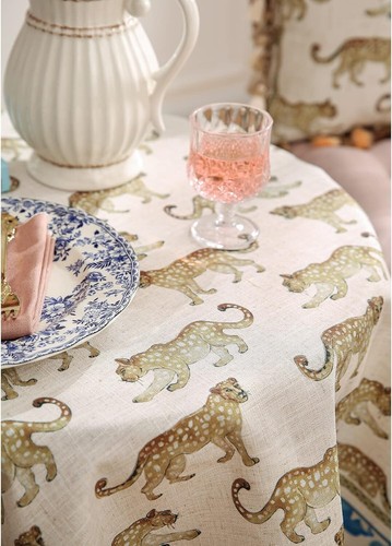 Tovaglia in lino animale leopardo traspirante - 55x71” per tutte le occasioni - Foto 10 di 11