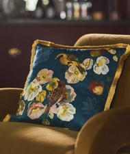 Nathalie Lete Anthropologie Marais Embroidered Satin Pillow Birds 18  NWT