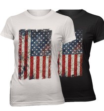 ★T-shirt femme slim vintage USA drapeau grunge jupe Amérique drapeau neuf UGG115★