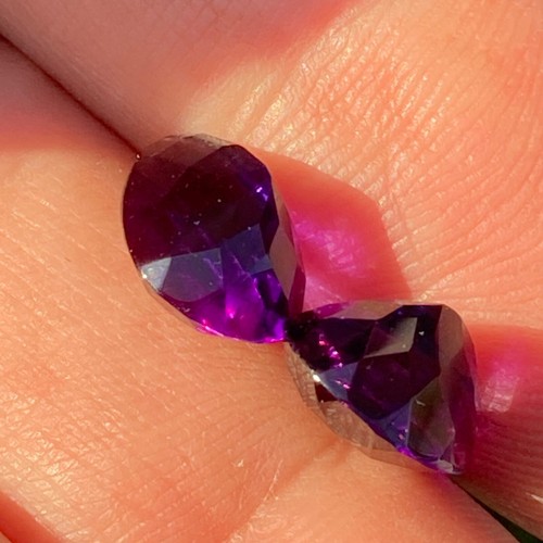 Lila facettierte Laborgefertigte Amethyst Edelsteine Paar 8 kt Birnenschliff Edelsteine 13 x 9 mm e071 - Bild 7 von 11