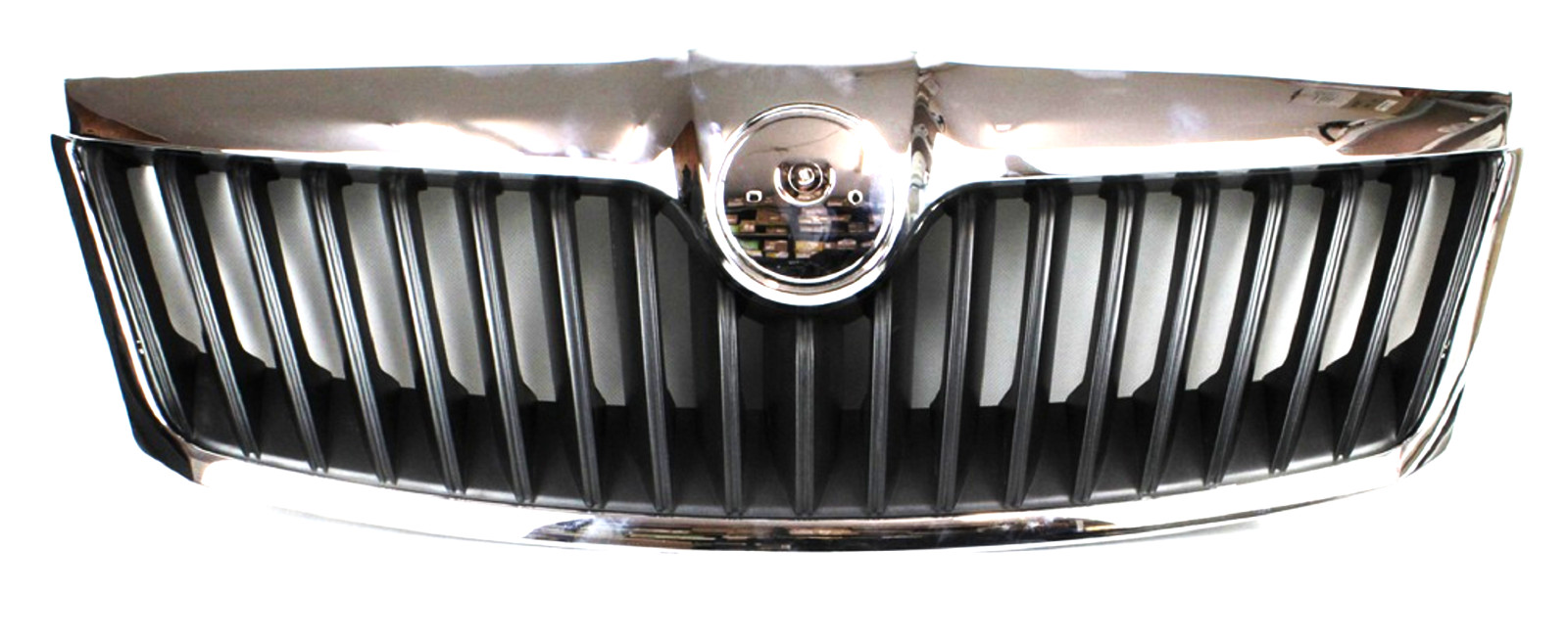 Grille centrale de pare-chocs avant chrome et noir pour Skoda Octavia 2 Mk2 2009-2013
