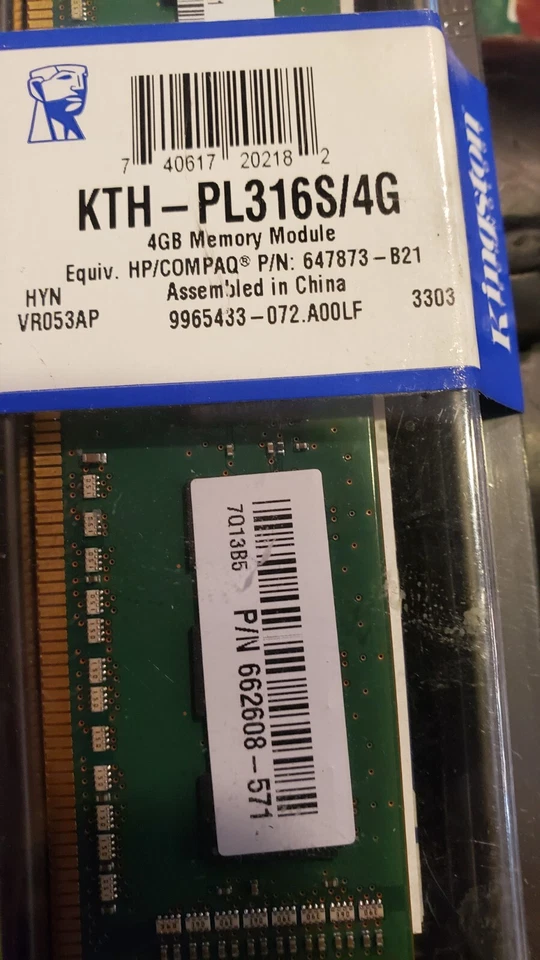 NEW Samsung HP Kingston Memory Module RAM Card DDR3 4G Memory # KTH-PL316S/4G - Image 2 of 3