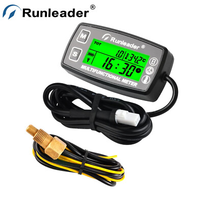 Digital Tach Hour Meter Engine Temp Gauge Alert RPM & Temp,Backlight snow blower