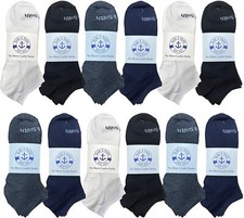Yacht Smith Mens Cotton Shoe Liner Training Socks Size 10-13 12 Pairs Assorted
