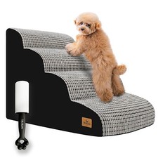 Dog Srairs for Small Dogs, 4-Step Dog Stairs for High Beds and Couch, Foam Do...