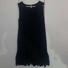 Black ruffle hem tunic dress